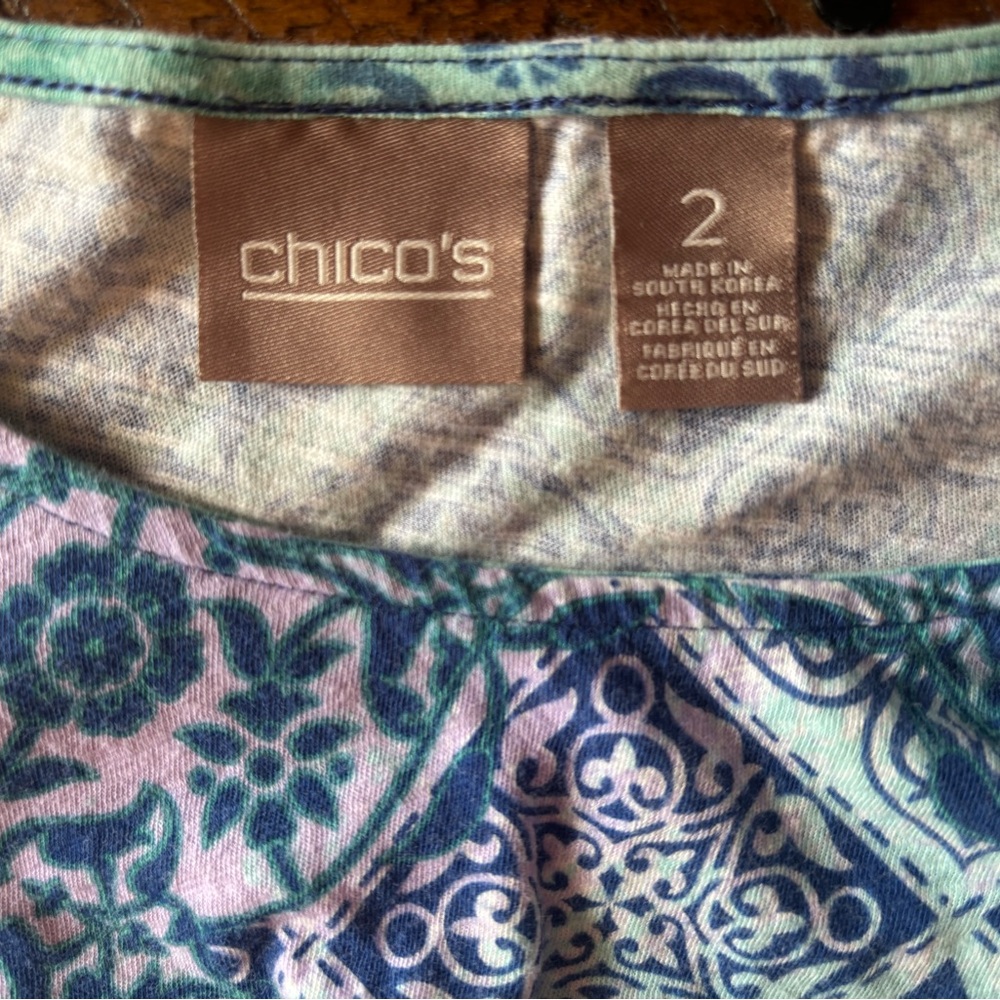 Chico's Multicolor Floral and Geometric Top - Picture 4 of 4